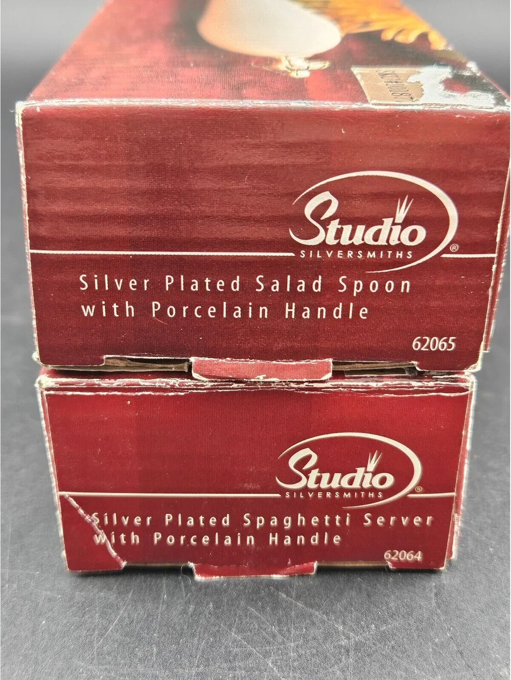 Studio Silversmith Cordon Bleu Silver Plated Salad Serving Set Porcelain Handle